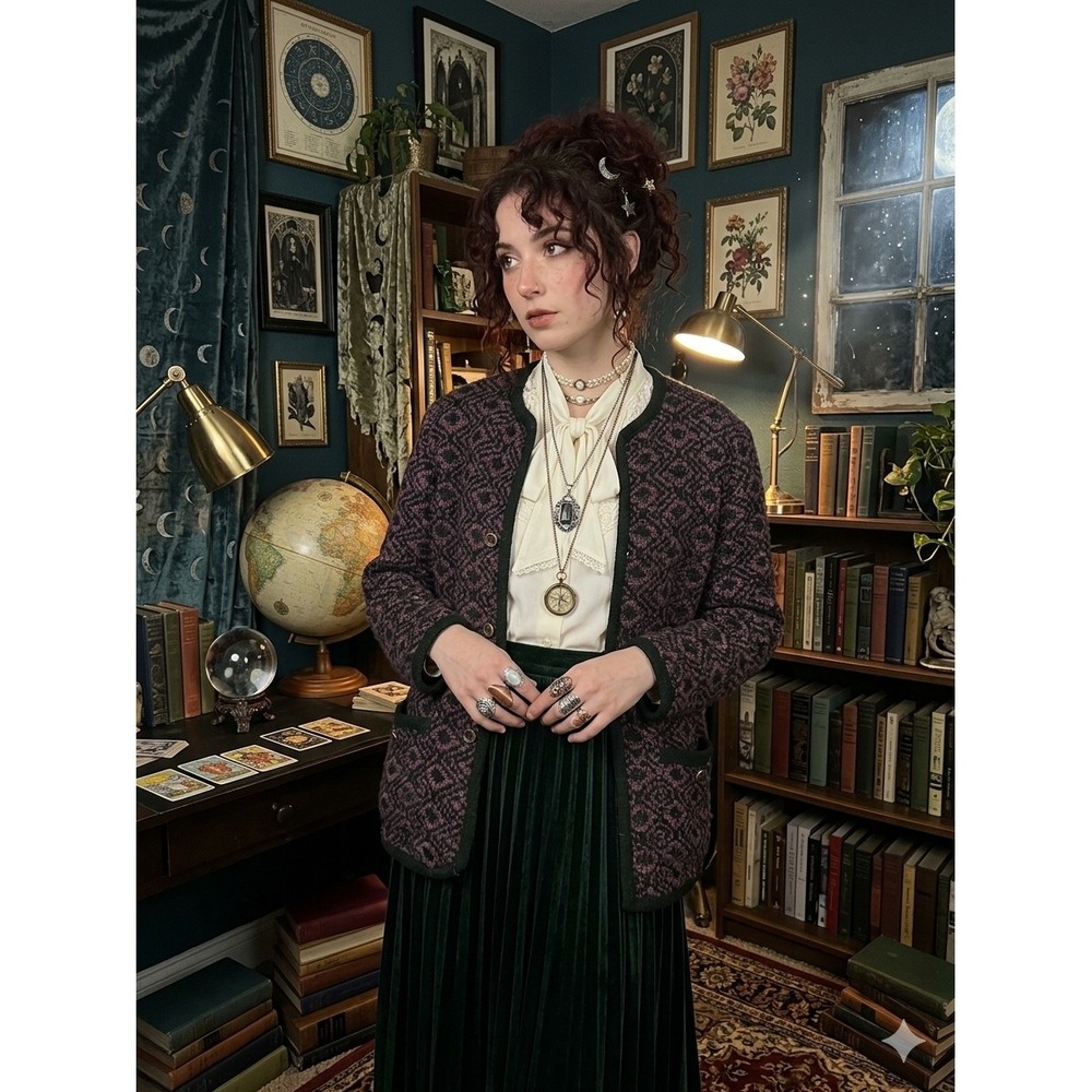 VTG Wool Blend Lady Jacket USA Whimsigoth Dark Academia Twee Eclectic Grandma